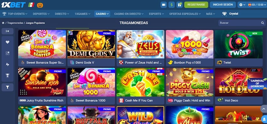 1xBet Casino Homepage